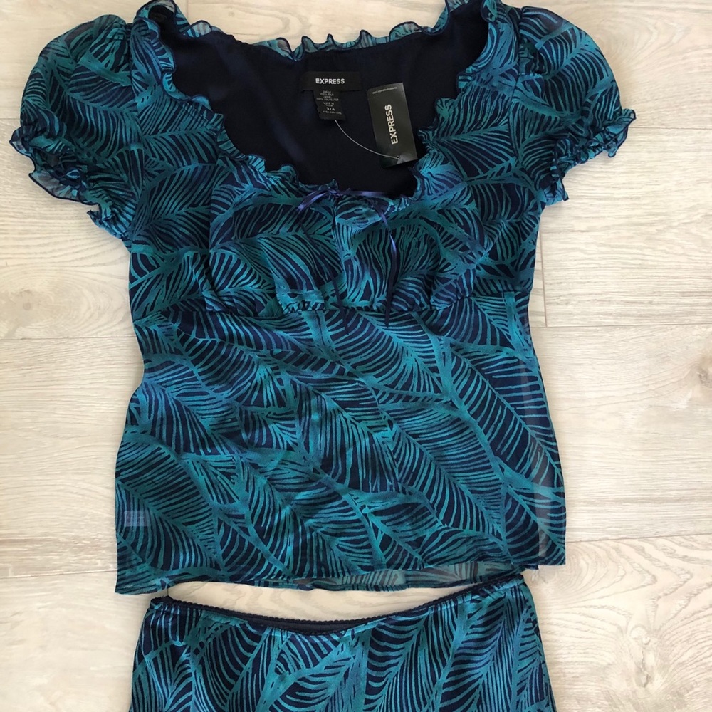Express Silk Sheer Maxi Skirt & Blouse Dress Set - Picture 7 of 8